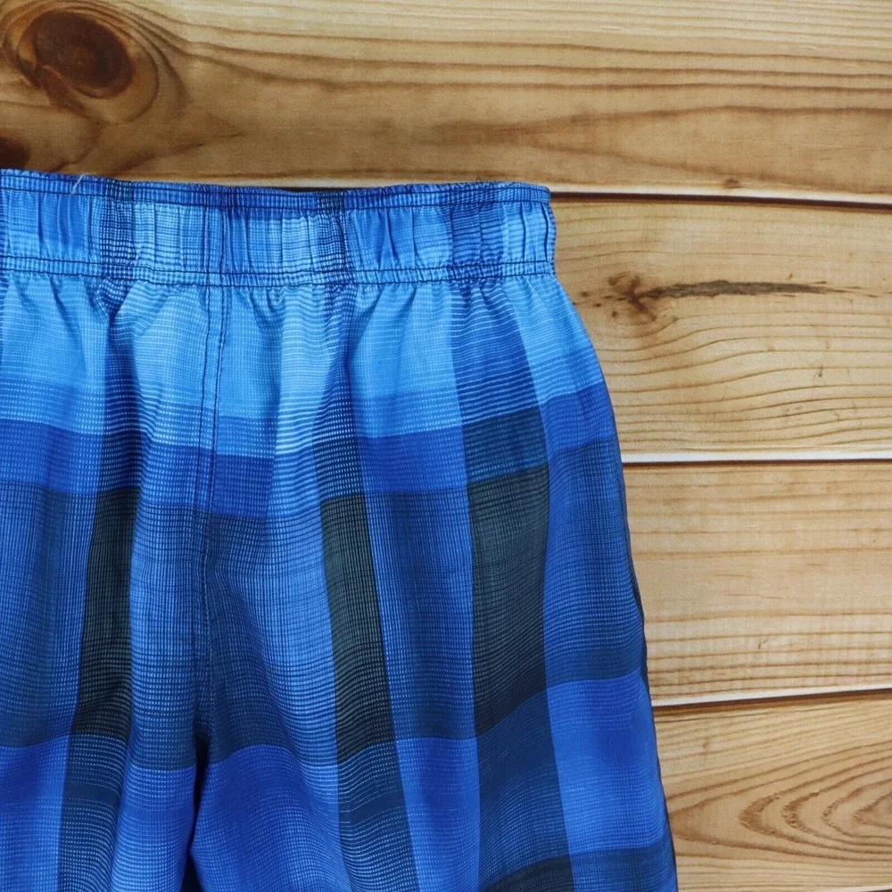 Sonoma Life + Style Swim Trunks w/Liner Mens Sz M Blue Checks Pockets Drawstring